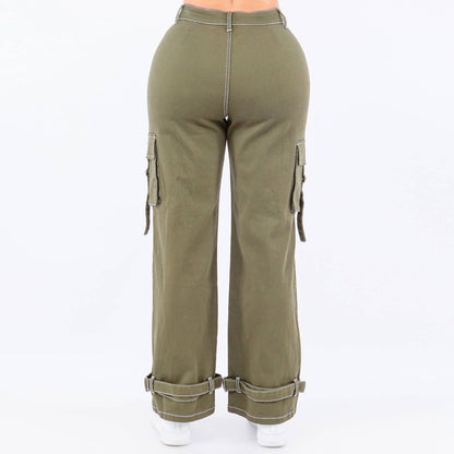 Outlined Straight Cargo Pants