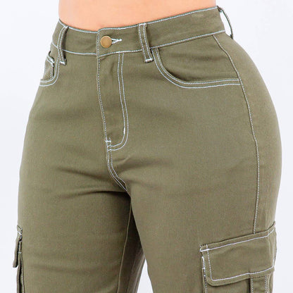 Outlined Straight Cargo Pants