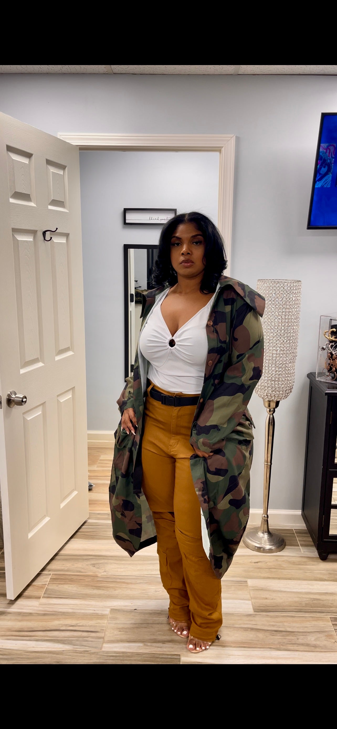 Camo Long Sleeve Trench