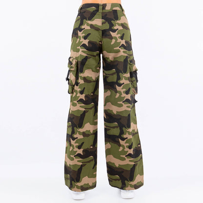 Wide Leg Camo Cargo Pants