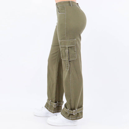 Outlined Straight Cargo Pants