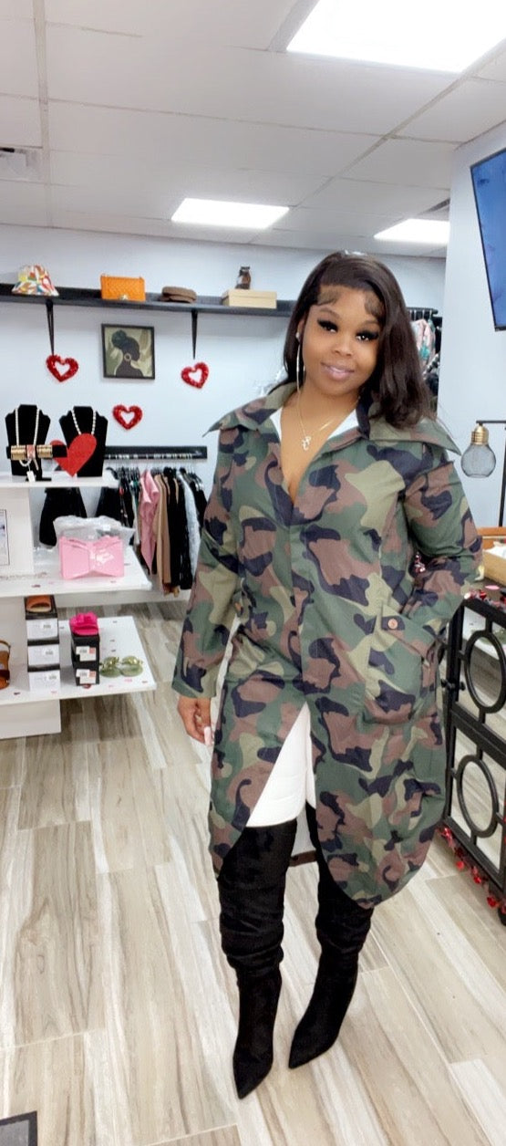 Camo Long Sleeve Trench