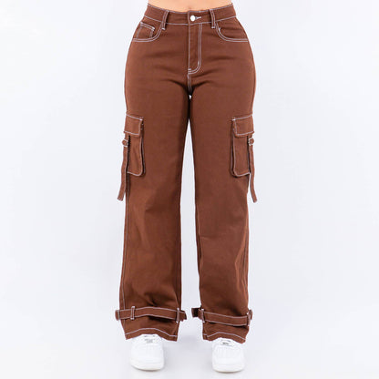 Outlined Straight Cargo Pants