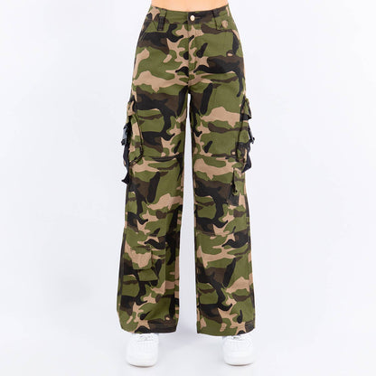 Wide Leg Camo Cargo Pants